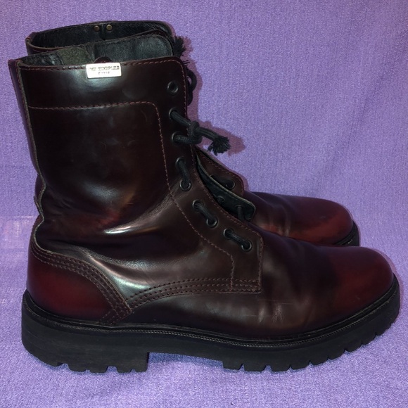 Used The Kooples Burgandy Side Zip Boots Size 9.5 Ladies 8.5 Men’s 41EU - Picture 2 of 15